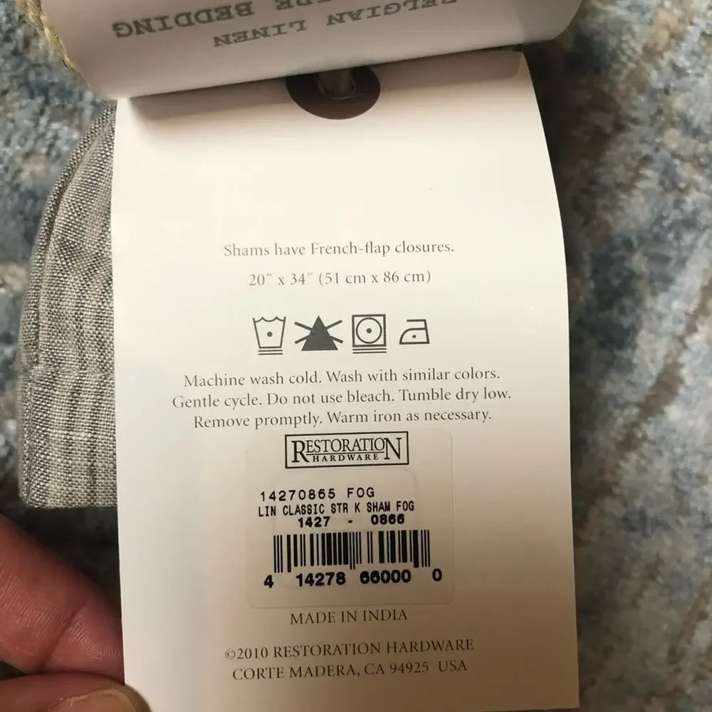 Set of 2 Restoration Hardware Belgian Linen King Shams